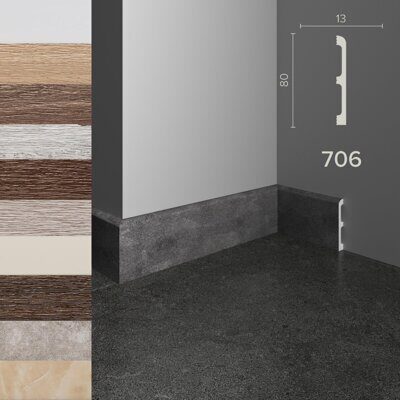 Плинтус из полистирола высокой плотности Decor Dizayn 706 (2400х80х13 мм)