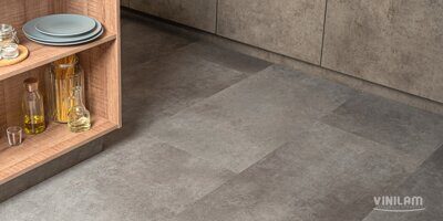 Кварцвиниловая плитка Vinilam Ceramo Stone клеевая 71610 Цемент Стальной